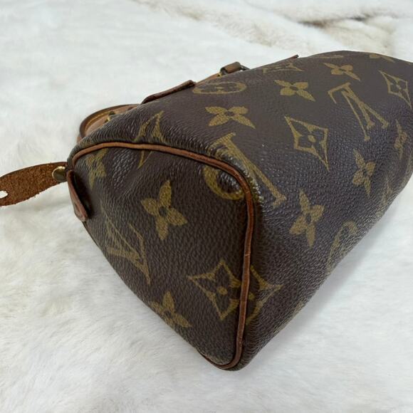 Louis Vuitton Brown Monogram Mini Speedy Crossbody Bag with LV Strap - Picture 10 of 15